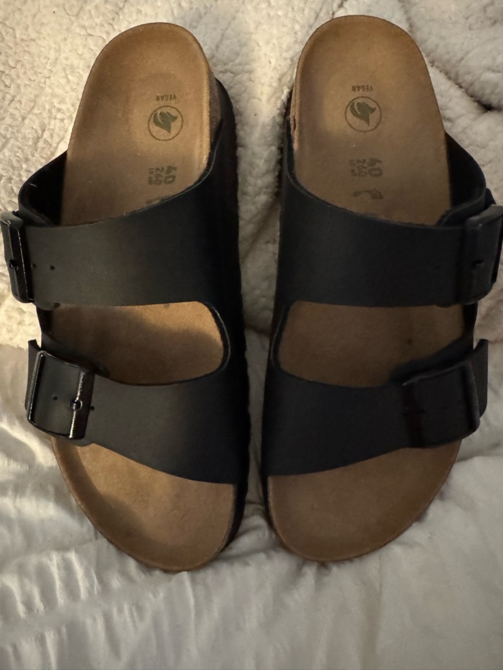 Birkenstock Black Two-Strap Cork Footbed Sandals